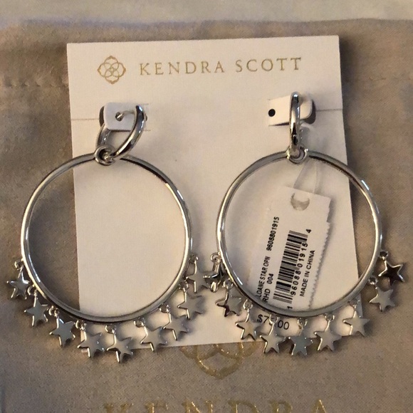 Kendra Scott Sloane Silver Tone Star Open Frame Convertible Hoop Earrings NWT - Picture 2 of 13